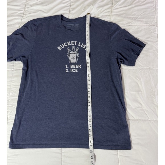 Funny Retro Bucket List Life Is Good T-Shirt Tee Size XL Blue Soft Cotton EUC - Picture 4 of 7